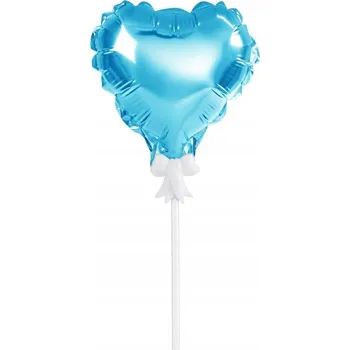 Balónek Fóliový balónek na tyčce ve tvaru srdce, modrý, 10 cm