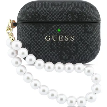 Pouzdro GUESS PU 4G Classic Logo Pearl Strap pro AirPods Pro 3 - černé