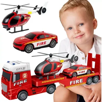 Dětské zboží Woopie hasičská souprava s odtahovým tahačem, helikoptérou a autem se světly a zvuky