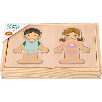 Dřevěná hračka Adam Toys Dřevěná magnetická skládačka v oblékání Holka a kluk