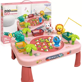 Hračka pro nejmenší Woopie interaktivní rybářský stoleček pro děti – růžový