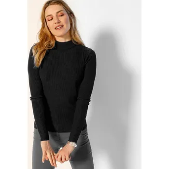 Dámská móda Žebrovaný pulovr se stojáčkem černá 38/40