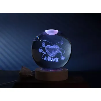 Lampička Křišťálová lampa koule love 10 cm 1,5 w