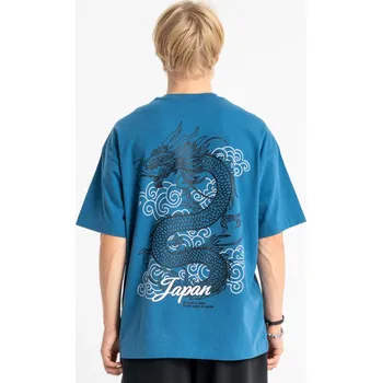 Chlapecké tričko Reporter Young | Chlapecké modré OVERSIZE tričko s japonským motivem draka na zádech - Barva MODRÁ, Velikost 164 261-0440B-66-430-1