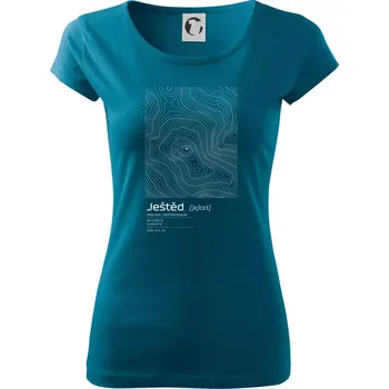 Dámské tričko Ještěd - vrstevnice v obdélníku - Dámské triko Pure - S ( Petrolejová )
