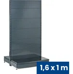 B2B Partner Prodejní regál oboustranný, perfo stěny, 1600 x 1000 x 900 mm, základní, antracit