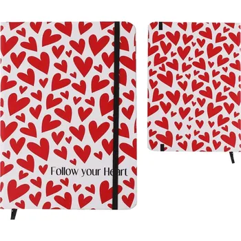 Blok Notes A5 s pevným obalem a srdci