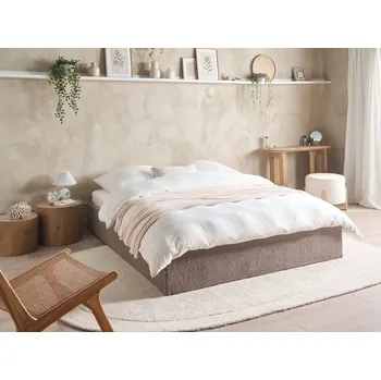 Postel Postel s úložným prostorem taupe buklé čalounění 160 x 200 cm nábytek do ložnice moderní styl Beliani