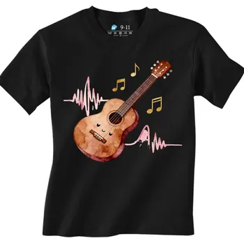 Dívčí tričko Dětské tričko Melodie Akustické Kytary (Velikost: 3-4, Barva: Černá)