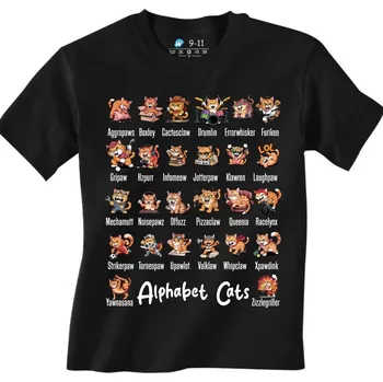 Chlapecké tričko Dětské tričko Kočičí Abeceda Alphabet Cats (Velikost: 7-8, Barva: Černá)
