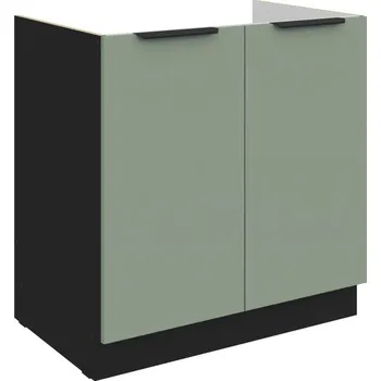 Kuchyňská skříňka Dřezová skříňka LUNARA - šířka 80 cm, zelená / černá
