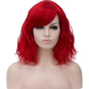 Barva na vlasy ATAYOU krátká červená cosplay paruka Dámská červená Bob syntetická paruka na Halloween a karneval s