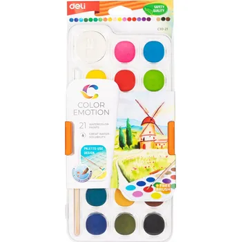 Vodová barva AKVARELOVÉ BARVY DELI 21 BAREV + ŠTĚTEC