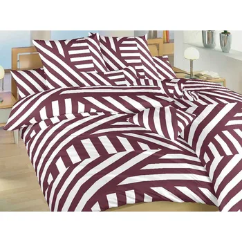 Bavlněné francouzské povlečení 220x200, 2x 70x90 KOMFORT Zebra bordó