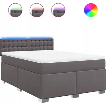 Postel Kontinentální postel šedá 200 x 160 x 100,5 cm s matrací a LED osvětlením