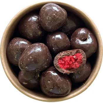 Sušené ovoce Nutworld.cz Maliny lyofilizované v hořké čokoládě Množství: 200g