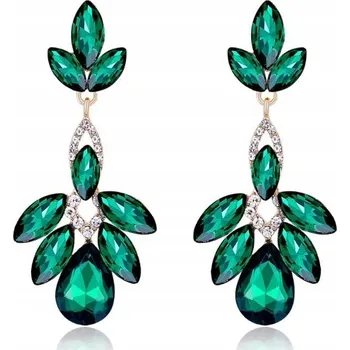 Náušnice Zelené visací Náušnice křišťály zirkony