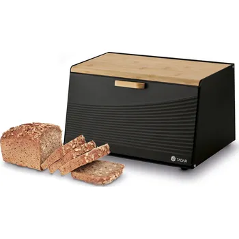 chlebník CHLEBNÍK Ocelový Bambus NÁDOBA na Chléb Tadar Skandi Wood 20,5x35,5x21,5 cm