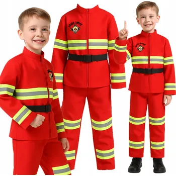Karnevalový kostým HASIČSKÝ KOSTÝM HASIČSKÁ UNIFORMA HASIČSKÝ PŘESUK HASIČI 140 / 146