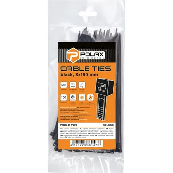 Organizace kabelů Stahovací páska (trytytka) nylonová černá 3 x 150 mm, 100 ks Polax