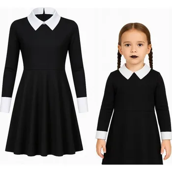 Karnevalový kostým PŘEVLEK KOSTÝM ŠATY Wednesday Addamsová 104 110