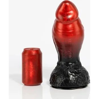Dildo Twisted Beast Aamon Demon Blood (Ombre) Large, prémiové silikonové dildo s Vac-U-Lock s přísavkou 29 x 6,9–9,9 cm