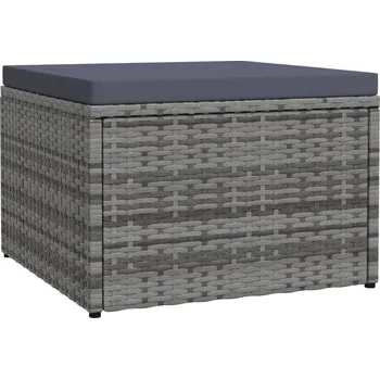 vidaXL Zahradní podnožka s poduškou polyratan [42670] Barva: Šedá