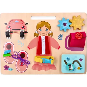 Dřevěná hračka Adam Toys vzdělávací závěsná naučná tabule Anička