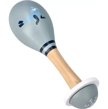 Adam Toys Dřevěné chrastítko rumba koule Tuleň šedé