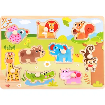 Dřevěná hračka Dřevěné puzzle s kolíčky – zvířátka TOOKY TOY