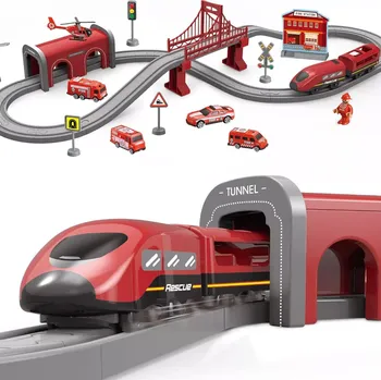 Elektrická vlaková souprava hasiči 66 dílů WOOPIE