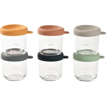 Svačinový box BÉABA BEABA Kelímky na jídlo skleněné 6x250 ml Sunrise