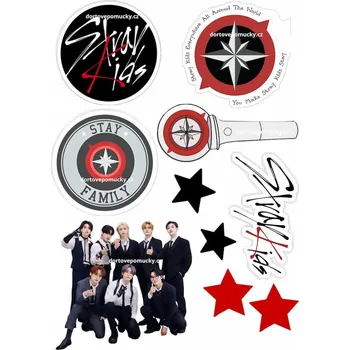 Jedlá dekorace na dort Stray kids č.5 - (jedlý papír nebo fondánový list) - Jedlý papír / Bez decor gelu