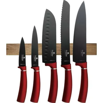 Kuchyňský nůž BERLINGERHAUS Sada nožů s magnetickým držákem 6 ks Burgundy Metallic Line BH-2886