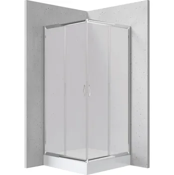 Deante Čtvercový sprchový kout Funkia 80x80 cm KYCZ642K, chrom/matné sklo + sprchová vanička bílá