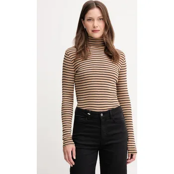 Pánská móda Bavlněné tričko s dlouhým rukávem United Colors of Benetton 30YSE2225 hnědá 82X, vel. XL