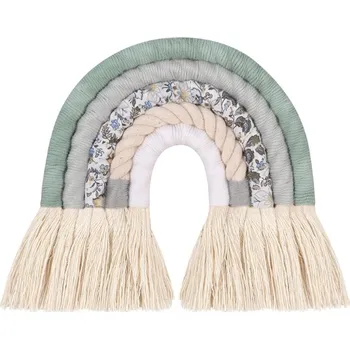Dekorace do dětského pokoje Dream Creations Macramé duha mintová s květinami | 2 velikosti Velikost: 19x19cm