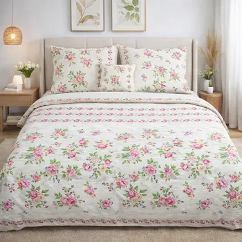 Povlečení Francouzské bavlněné povlečení - Barevné kytice