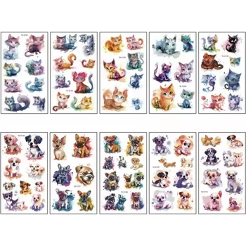 Odstranitelné tetování Dětské dočasné tetování - PEJSCI A KOČKY - 10 ks (Značka: SPADABRAVO)