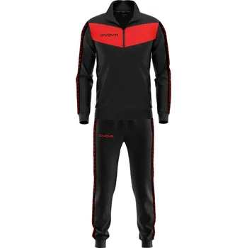 GIVOVA Givova tepláková souprava Banda Visa (triacetát) 2XL, červená ČERNÁ|ČERVENÁ