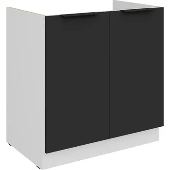 Kuchyňská skříňka Dřezová skříňka LUNARA - šířka 80 cm, černá / bílá