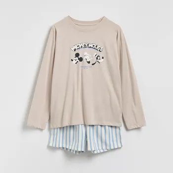 Dámský kabát Reserved - Dvoudílné pyžamo Mickey Mouse - béžová - 986EX-08X - 986EX-08X-L