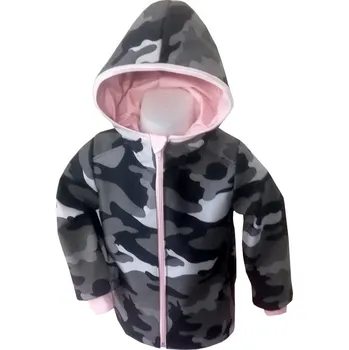 Chlapecká bunda Dívčí softshellová bunda s fleecem, Maskáč (Dětská softshellová bunda s kapucí – větruodolná a voděodolná bunda pro holky)