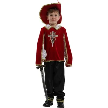 Karnevalový kostým Kostým mušketýr červený, vel. S 100-110 cm