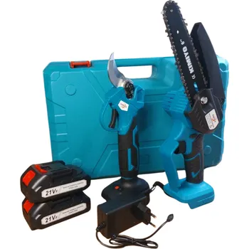 Nůžky na živý plot Aku sada Nakida 2 v 1 – aku řetězová pila a aku zahradní nůžky, 2× baterie, kufr + ZDARMA 1 x náhradní lišta, 2 x náhradní řetěz, 1 x náhradní čepel na nůžky