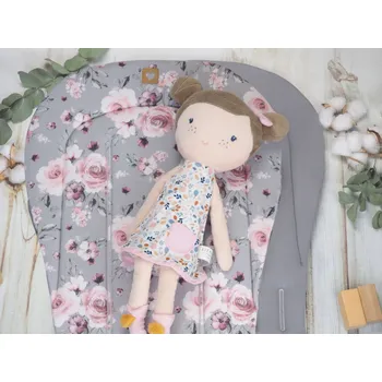 Podložka do kočárku prodloužená (Roses on grey, šedý bambus)