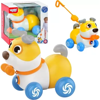 Hračka pro nejmenší Woopie interaktivní pejsek 2v1 pchací a tahací 360° pro děti