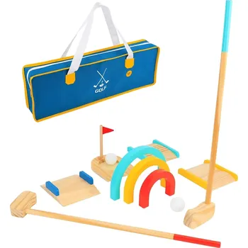 Dětské zboží Dřevěný minigolf pro děti TOOKY TOY, sada pro 2 hráče, 13 dílů