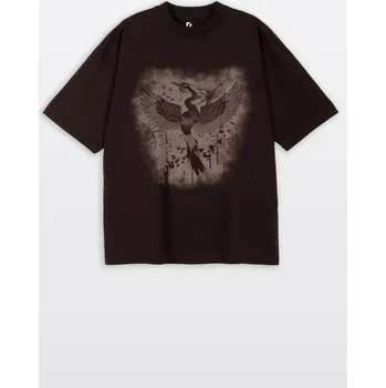 Dívčí tričko Reporter Young | Dívčí hnědé OVERSIZE tričko s japonským potiskem fénixe vpředu - Barva HNĚDÁ, Velikost 152 261-0440G-03-720-1