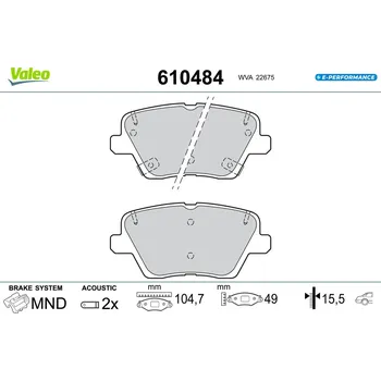 Brzdová destička Sada brzdových destiček, vždy 4 kusy v sadě VALEO 610484